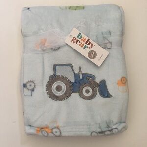 NEW Baby Blanket Blue Lightweight Tractor Theme | Baby Gear